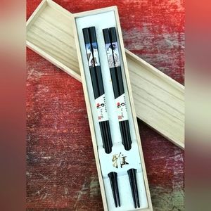 Aoba Japanese Wooden Chopsticks Reusable 2 Pairs in Gift Box
